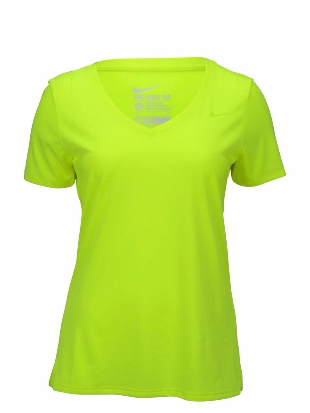 NWT Nike Women's Legend V-Neck Tee Volt Yellow 684683-702 - MEDIUM